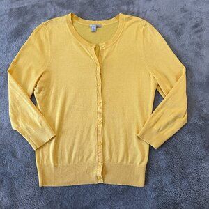 Halogen Yellow Cardigan Button Up Sweater Women's MEDIUM